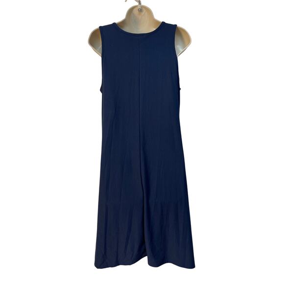 Time and Tru Casual Sleeveless Crewneck Flare Midi Dress Navy Blue L(12-14) - Picture 2 of 8